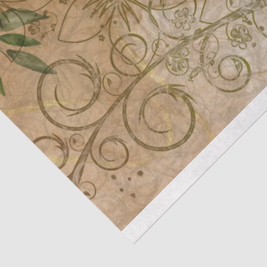 ピーコックアンドピンクマグノリアフラワーヴィンテージエフェメラ 薄葉紙 (詳細)