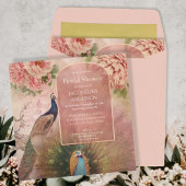 ピーコックアーチ赤面ピンクピーニーフラワーブライダルシャワー 招待状