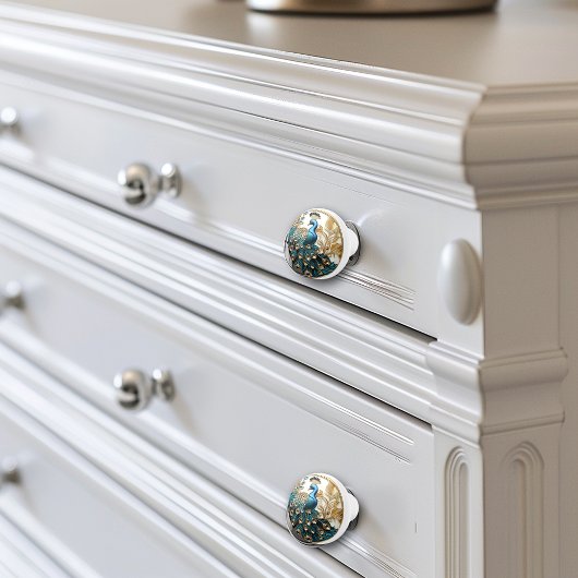 ピーコックアールデコエレガント金ゴールドターコイズ セラミックノブ