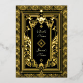 ピーコックアールデコ実在結婚式招待状ゴールドフォイル 箔招待状 (正面)