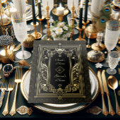 ピーコックアールデコ実在結婚式招待状ゴールドフォイル 箔招待状