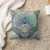 ピーコックアールデコ新しい石板ブルーバタフライ クッション (ブランケット)