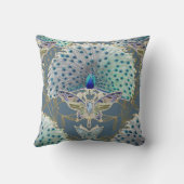 ピーコックアールデコ新しい石板ブルーバタフライ クッション (裏面)