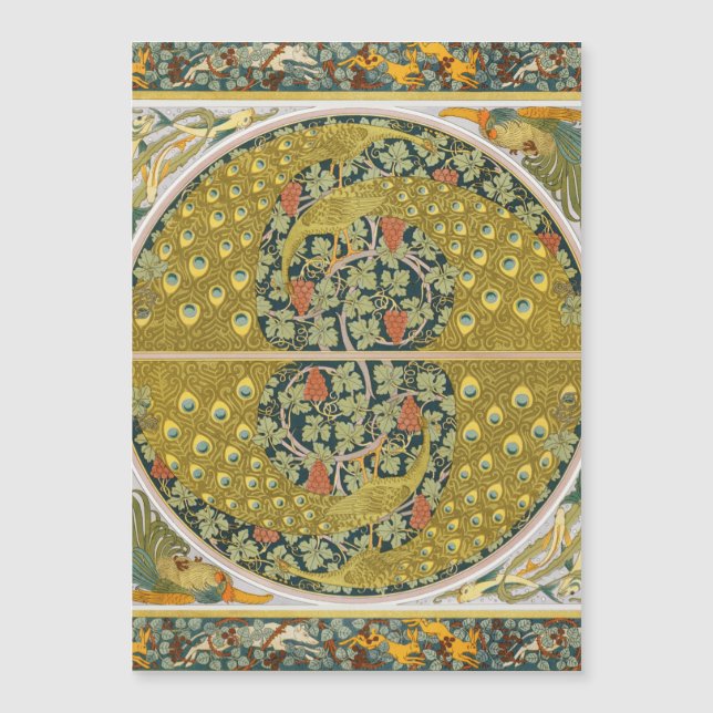 ピーコックアールヌーボースタイルラウンド複雑なデザイン (正面)