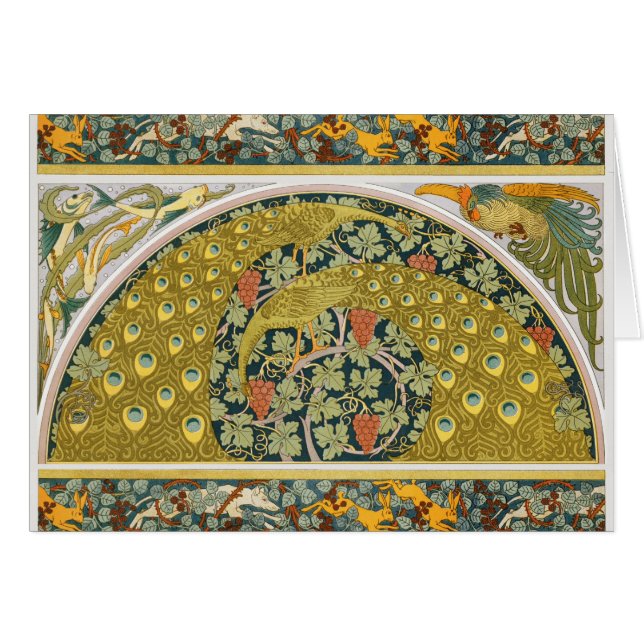 ピーコックアールヌーボースタイルラウンド複雑なデザイン (正面横)