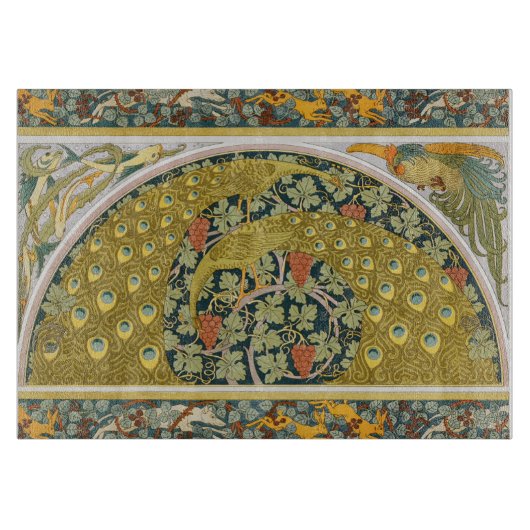 ピーコックアールヌーボースタイルラウンド複雑なデザイン カッティングボード (正面)