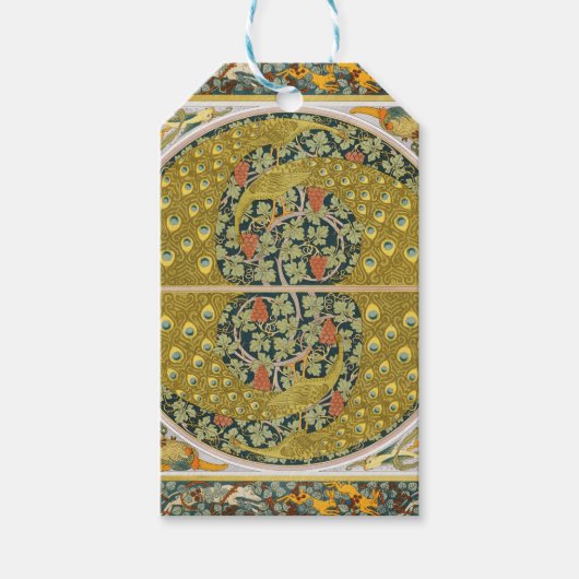 ピーコックアールヌーボースタイルラウンド複雑なデザイン ギフトタグ (正面)