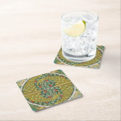 ピーコックアールヌーボースタイルラウンド複雑なデザイン スクエアペーパーコースター (インサイチュ)
