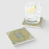 ピーコックアールヌーボースタイルラウンド複雑なデザイン ストーンコースター (横)