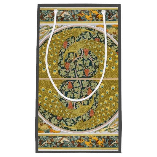 ピーコックアールヌーボースタイルラウンド複雑なデザイン スモールペーパーバッグ (正面)