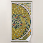 ピーコックアールヌーボースタイルラウンド複雑なデザイン ビーチタオル (正面)