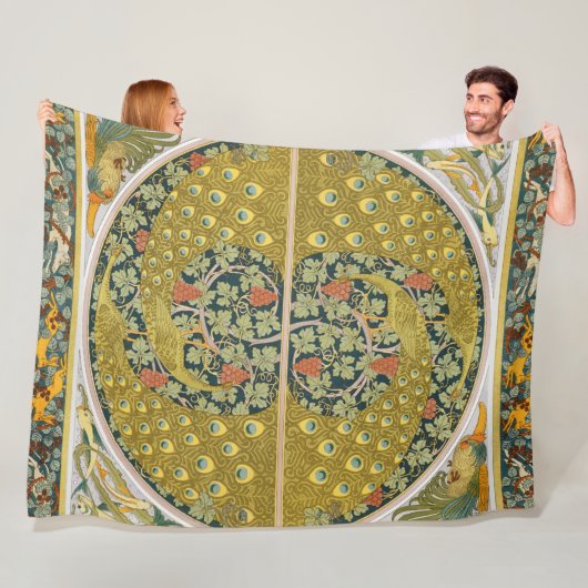ピーコックアールヌーボースタイルラウンド複雑なデザイン フリースブランケット (インサイチュ)