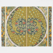 ピーコックアールヌーボースタイルラウンド複雑なデザイン フリースブランケット (正面(横))