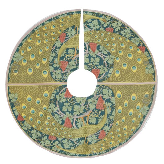 ピーコックアールヌーボースタイルラウンド複雑なデザイン ブラッシュドポリエステルツリースカート (正面)