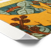 ピーコックアールヌーボースタイルラウンド複雑なデザイン ポスター (角)