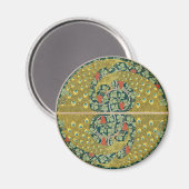 ピーコックアールヌーボースタイルラウンド複雑なデザイン マグネット (正面/裏面)