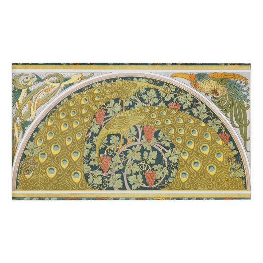 ピーコックアールヌーボースタイルラウンド複雑なデザイン 名札 (正面)