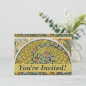 ピーコックアールヌーボースタイルラウンド複雑なデザイン 招待状 (スタンド正面)