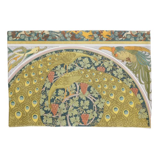 ピーコックアールヌーボースタイルラウンド複雑なデザイン 枕カバー (正面)