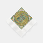 ピーコックアールヌーボースタイルラウンド複雑なデザイン 縁ありカクテルナプキン (角)