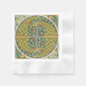 ピーコックアールヌーボースタイルラウンド複雑なデザイン 縁ありカクテルナプキン (正面)