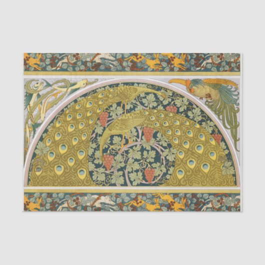 ピーコックアールヌーボースタイルラウンド複雑なデザイン 薄葉紙 (正面)