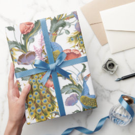 ピーコックアールヌーボーフローラルパターン ラッピングペーパー