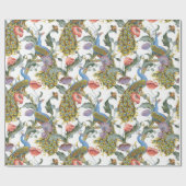 ピーコックアールヌーボーフローラルパターン ラッピングペーパー (フラット)