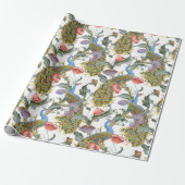 ピーコックアールヌーボーフローラルパターン ラッピングペーパー (アンロールド)