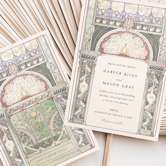 ピーコックアールヌーボー結婚ズ 招待状