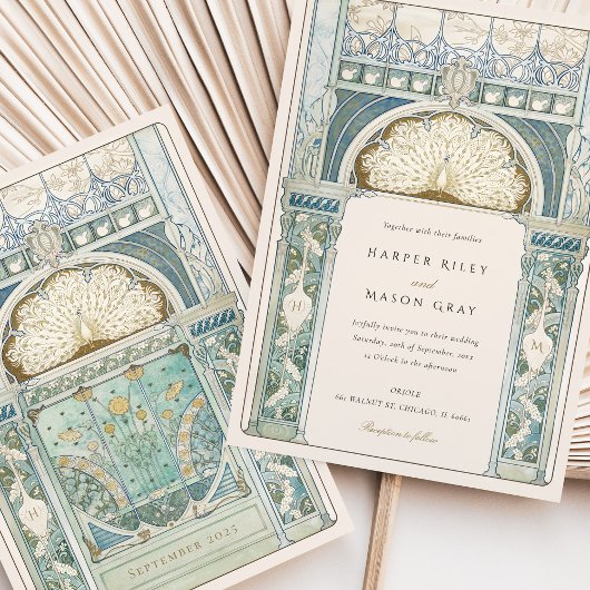 ピーコックアールヌーボー結婚ズ 招待状