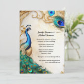 ピーコックアールヌーボー羽毛ラグジュアリーインディアンバード 招待状 (スタンド正面)