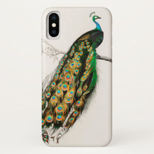 ピーコックイラストレーションヴィンテージアートプリント iPhone X ケース