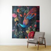 ピーコックインアカラフルバラガーデン タペストリー (インサイチュ)