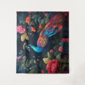 ピーコックインアカラフルバラガーデン タペストリー (正面)