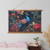ピーコックインアカラフルバラガーデン 吊り下げ型タペストリー (寝室)