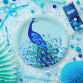 ピーコックインターコイズとコバルトブルー ペーパープレート (パーティー)