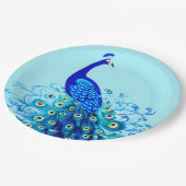 ピーコックインターコイズとコバルトブルー ペーパープレート (アングル)