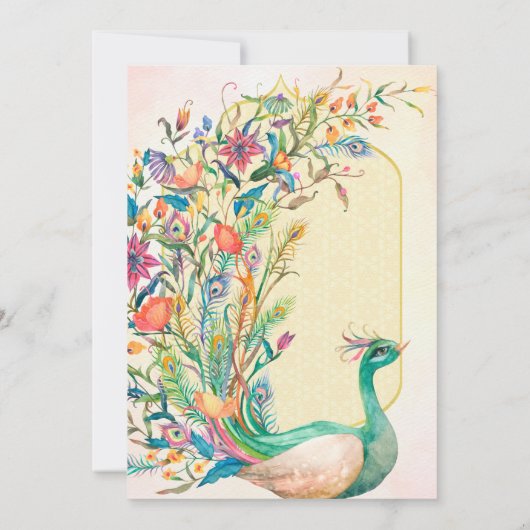 ピーコックインディアンヒンドゥー式結婚式詳細RSVP 招待状 (裏面)