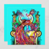 ピーコックインラブモノグラムレッドブルーターコイズグリーン 案内状 (正面/裏面)