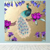 ピーコックイン金ゴールド キャンバスプリント (インサイチュ (ウッドフロア))