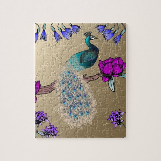 ピーコックイン金ゴールド ジグソーパズル (縦)