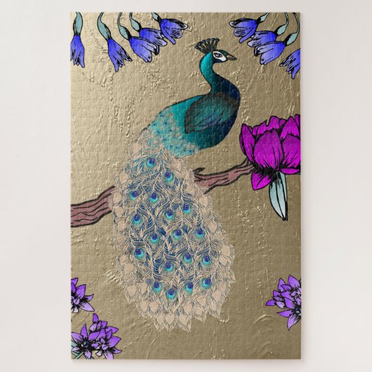 ピーコックイン金ゴールド ジグソーパズル (縦)