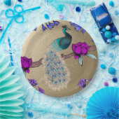 ピーコックイン金ゴールド ペーパープレート (パーティー)