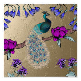 ピーコックイン金ゴールド ポスター