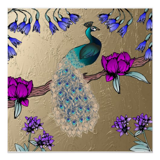 ピーコックイン金ゴールド ポスター (正面)