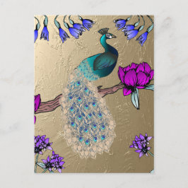 ピーコックイン金ゴールド ポストカード