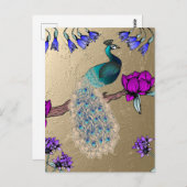 ピーコックイン金ゴールド ポストカード (正面/裏面)