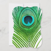 ピーコックウェディングズフェザーズグリーンブルーホワイトカスタム 招待状 (裏面)