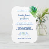 ピーコックウェディングズフェザーズグリーンブルーホワイトカスタム 招待状 (スタンド正面)